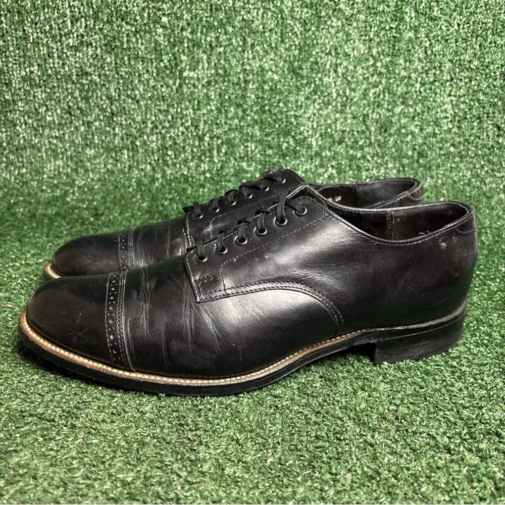 Vintage Stacy‎ Adams Madison Black Leather Cap Toe Dress Shoe 00012 Sz 9 E Wide